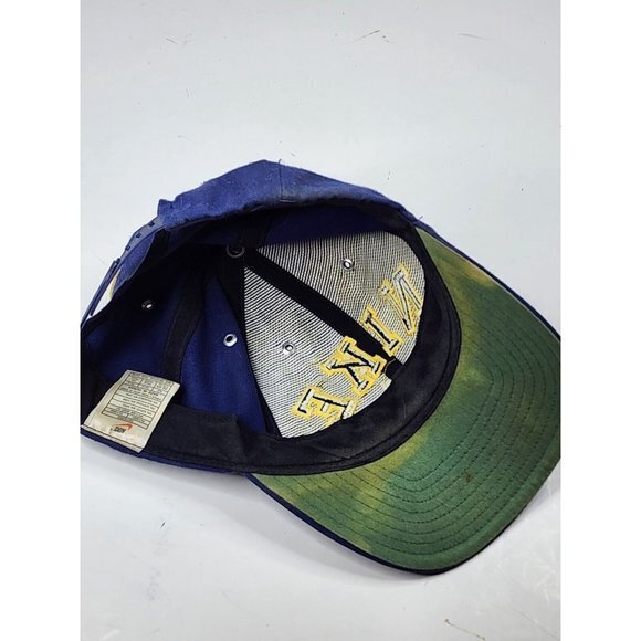 RARE Vtg 80's 90 Nike Swoosh Logo Blue Green Yellow Snapback Hat Cap Wool Blend - Picture 6 of 7